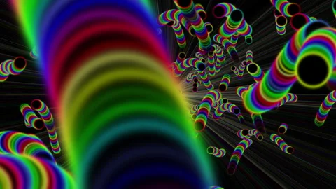Vibrant Rainbow Abstract Psychedelic Worms In Motion Blur Depth Stock-Footage 335807823