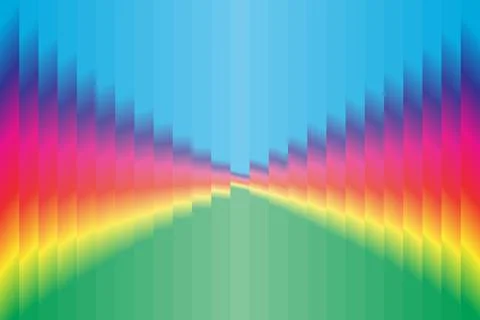Vibrant Rainbow Arc Abstract Background with Blue Sky and Green Foreground 스톡 일러스트