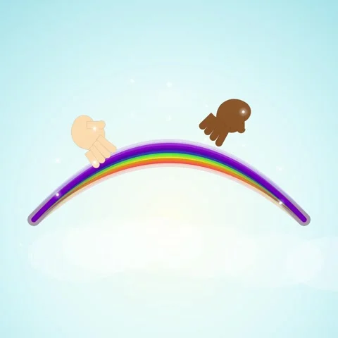 Vibrant rainbow arc across clear sky background Stock Footage 344777792