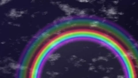 Vibrant Rainbow Arching Over Dark Night Sky with Moving Clouds Stock Footage 345206842