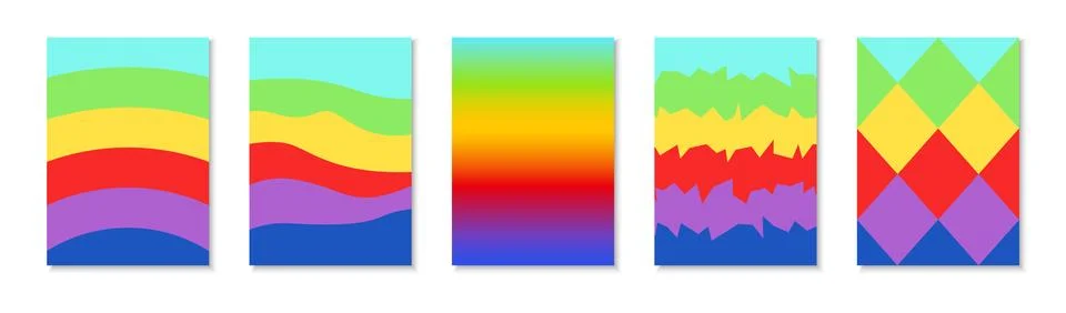 Vibrant rainbow background covers design for creative branding. Modern colorf Stock Illustration