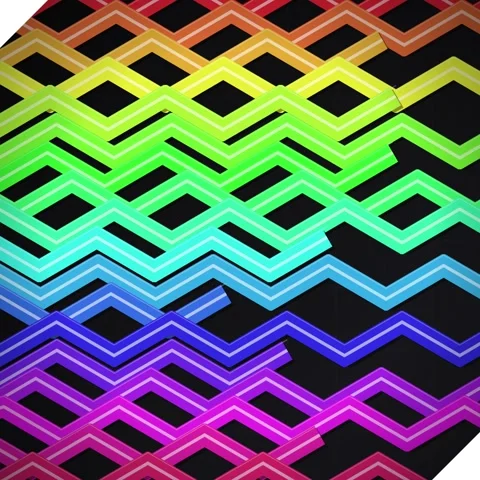 Vibrant Rainbow Chevron Pattern Overlay on Black Background - Abstract Geom.. Stock Footage 347810536