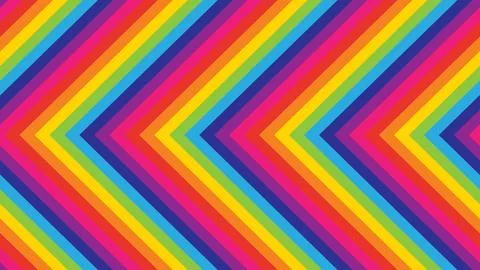 Vibrant rainbow chevron stripes form repeating angular shapes with bold Illustrazione stock