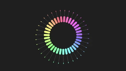 Vibrant rainbow circular pattern with symmetrical lines Stock Footage 297604034