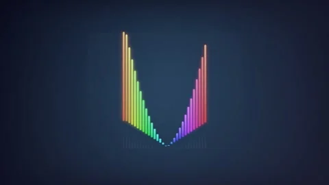 A vibrant rainbow colored digital audio spectrum visualizer on dark backgroun Stock Footage 335146083