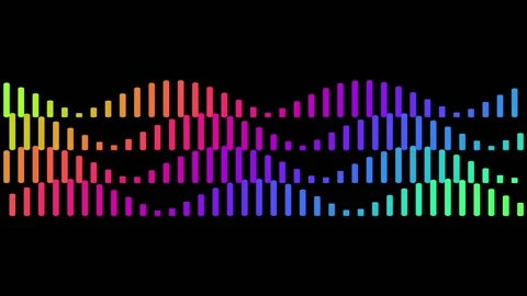 Vibrant Rainbow Colored Digital Audio Equalizer Bars Moving in a Dynamic Wa.. Stock Footage 339093258