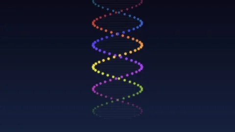 A vibrant rainbow colored dna double helix structure on a dark blue backgroun Stock Footage 335145994
