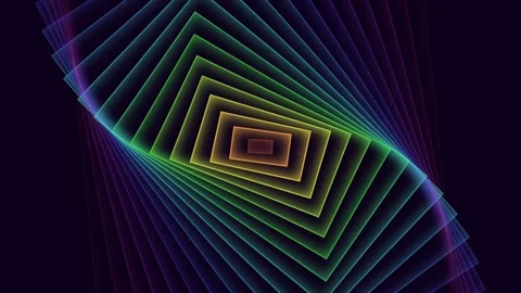 A vibrant rainbow colored rectangular tunnel effect on a dark background 库存影片 335117950