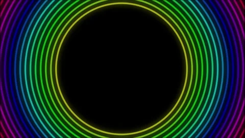 Vibrant rainbow concentric circles expanding from a dark center Stock Footage 318894004