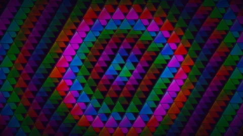 Vibrant Rainbow Geometric Triangle Pattern with Circular Stock Footage 342321630
