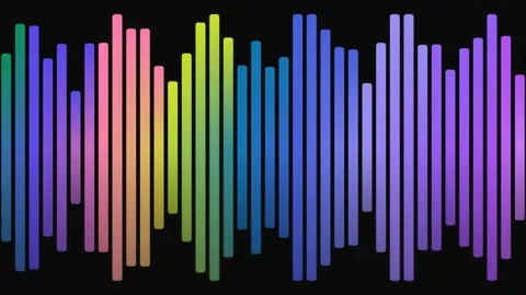 Vibrant Rainbow Gradient Audio Spectrum Bars Stock Footage 333695745