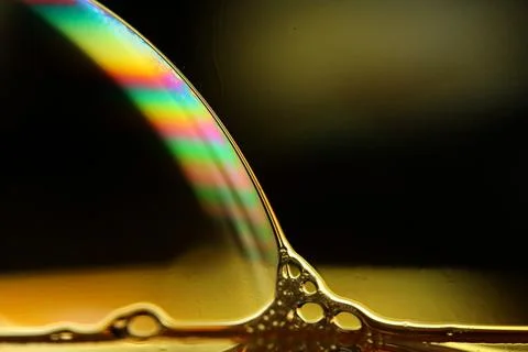 Vibrant Rainbow Interference on a Soap Bubble Dome Edge Stock Photos