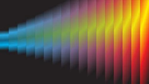 Vibrant rainbow light beams on dark background Stock Illustration