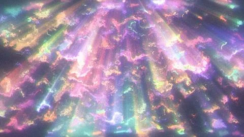 Vibrant rainbow light rays with colorful noise gradient background Illustrazione stock