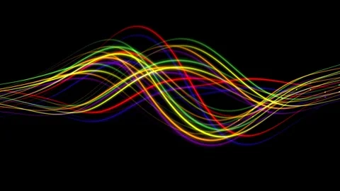 Vibrant Rainbow Light Waves Flowing on Black Background for Pride Month Cel.. Stock Footage 340032076