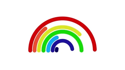 Vibrant rainbow loop elements with playful curved strokes Stock Footage 329903857