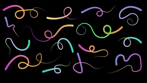 Vibrant rainbow loop elements with playful curved stroke. Stock Footage 329903863