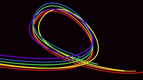 Vibrant Rainbow Pride: Bright Abstract Black Background Design Colorful Lines Stock Footage 277660162