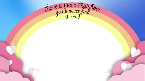 Vibrant Rainbow Quote with Heart Elements and Pastel Clouds Stock Footage 295894989