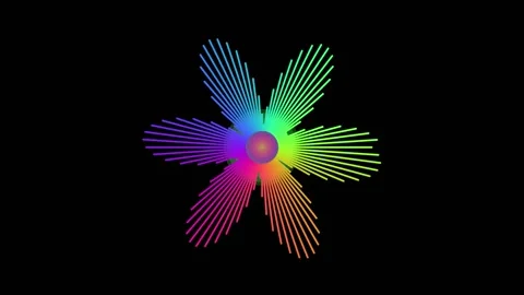 Vibrant Rainbow Spectrum Abstract Geometric Flower Shape Animation Dynamic .. Stock Footage 339142333