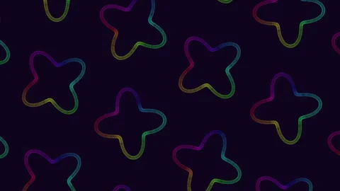 Vibrant rainbow star pattern on black geometric design with flow Stockbeeldmateriaal 311602097