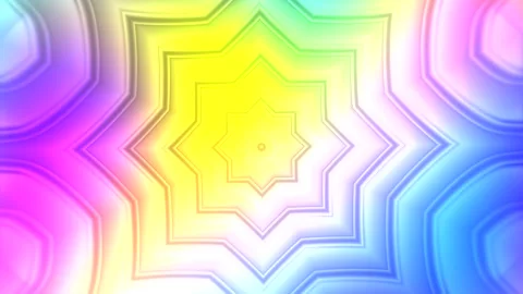 Vibrant rainbow star pattern radiating from center in abstract digital art backg 스톡 동영상 262599485