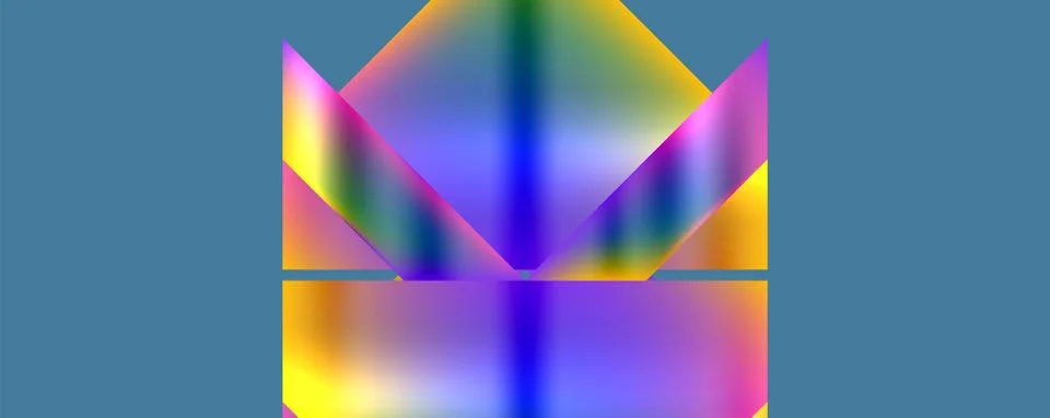 Vibrant rainbow triangle pattern on blue background with purple and magenta hues Stock Illustration