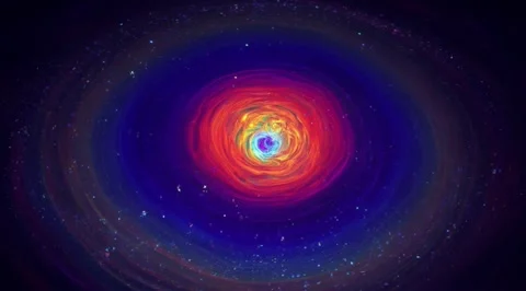 Vibrant rainbow vortex swirling in dark cosmos Stock Footage 331461181