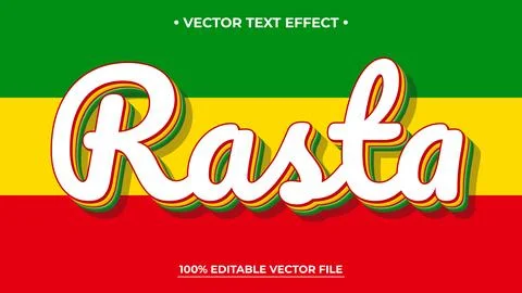 Vibrant Rasta text effect on colorful background for design Stock Illustration