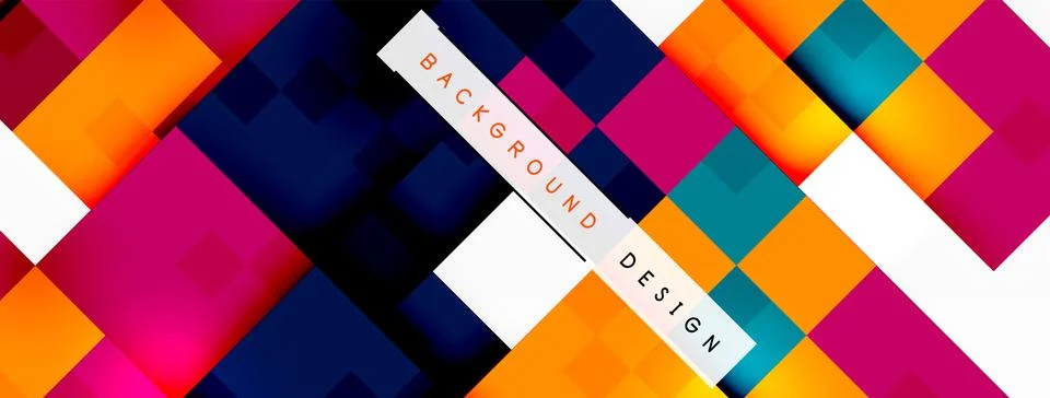 Vibrant rectangular purple background design with colorful squares Illustrazione stock