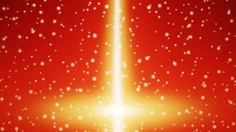 Vibrant red abstract background with vertical light beams and sparkles. 4K Stock Footage 345111985