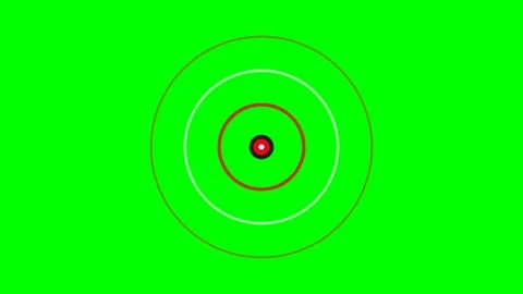 A vibrant red and black concentric circle target isolated on green screen Stock Footage 341824522