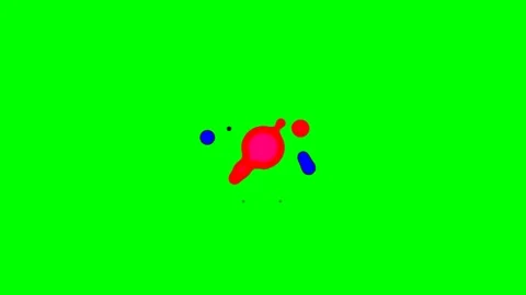 Vibrant red and blue circular paint splashes on a bright green background 動画素材 340266137