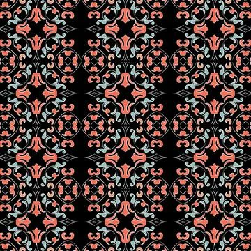 A vibrant red and blue pattern on a black background Stock Illustration