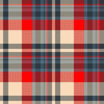 Vibrant red and blue pixelated plaid pattern featuring a seamless woven des.. イラスト素材