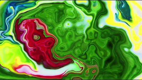 Vibrant Red and Green Fluid Marble Texture Stock Footage 341613918