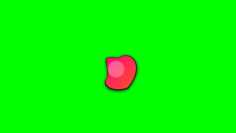 A vibrant red and orange abstract shape isolated on a bright green background Video stock 340268054