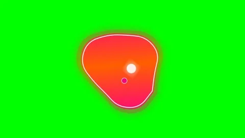 A vibrant red and orange abstract blob shape set against a bright green bac.. Stock Footage 340900336