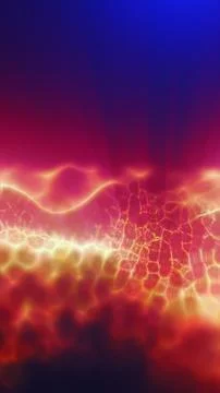 Vibrant red and orange plasma texture on purple background, glowing molten .. Illustrazione stock