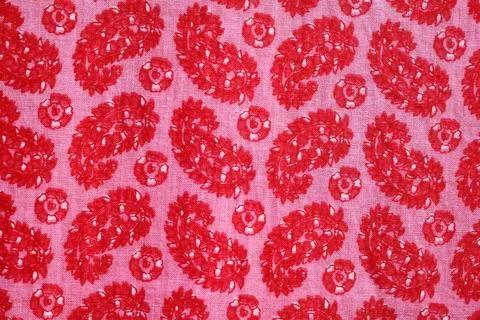 Vibrant Red and Pink Paisley Pattern Fabric Stock Illustration