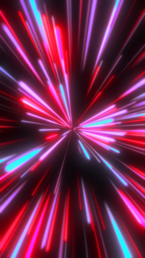 Vibrant red and purple light streaks exploding from a central point, creati.. Stock Footage 330107291