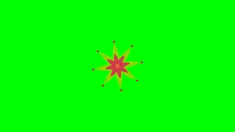 A vibrant red and yellow star shape isolated on a bright green background Stock Footage 340265914