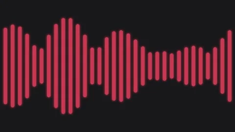 A vibrant red audio waveform visualization on a solid black background 库存影片 336262508