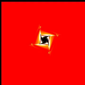 Vibrant red background with dynamic black and yellow abstract shape Illustrazione stock