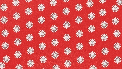 Vibrant Red Background With Repeating White Floral Patterns Creating A Fest.. Stock Footage 302245631