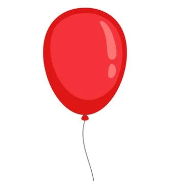 Vibrant red balloon vector illustration with glossy highlights. This clean, m Stock Illustration
