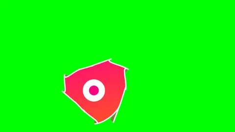 A vibrant red blob shape with a white ring center on a solid green background Stock Footage 340266790