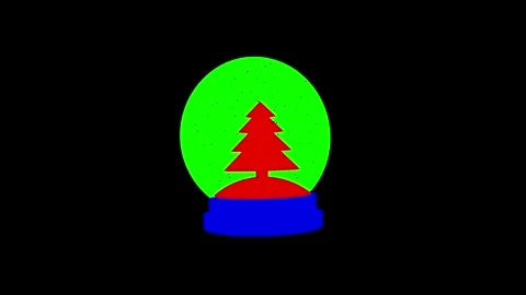 Vibrant Red Christmas Tree Inside a Colorful Snow Globe with Green Background Video stock 341921346