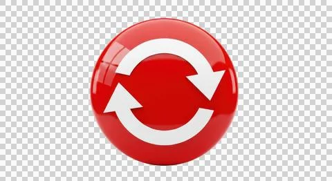 A vibrant red circle with two arrows forming a continuous loop. isolated on.. Stock Photos