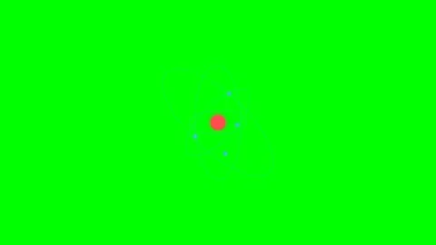 A vibrant red circular core surrounded by small blue dots on green background Stock Footage 340264962